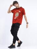 Highlander Men Red Solid Hood Slim Fit T-Shirt - Red - Image 1