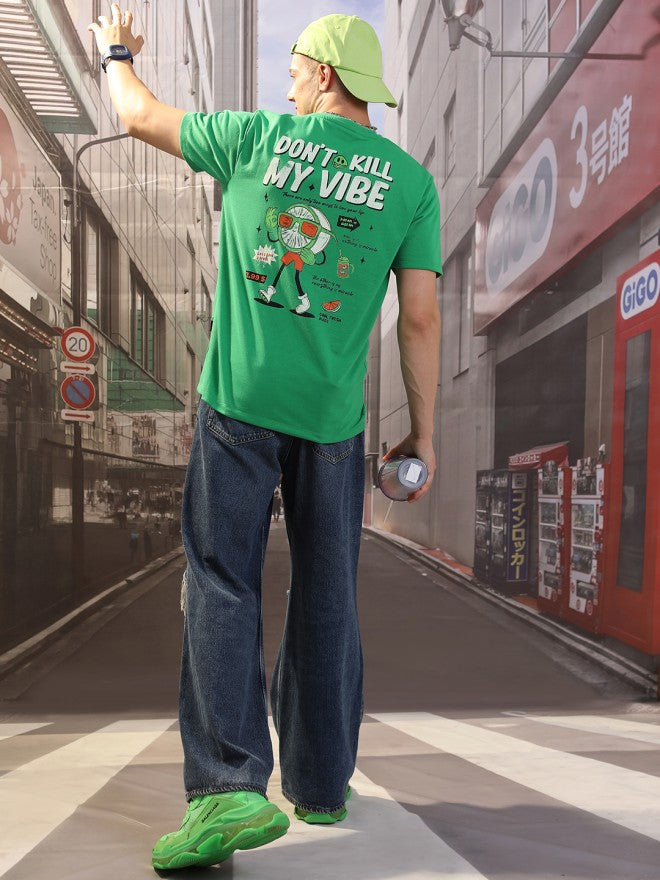 Highlander Men Green Printed Round Neck Relaxed Fit T-Shirt - Green - Image 1