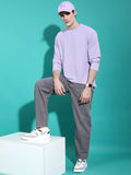 Highlander Men Lavender Self Design Round Neck Oversized Fit T-Shirt - Lavender - Image 1