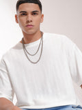 Highlander Men Off White Self Design Oversized Fit T-Shirt - Off White - Image 1