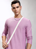 Highlander Men Mauve Self Design Round Neck T-Shirt - Mauve - Image 1