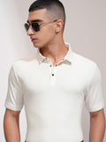 Highlander Men White Solid Polo Collar T-Shirt - White - Image 1