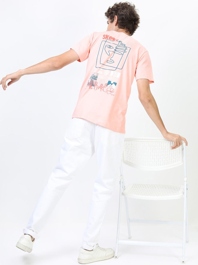 Highlander Men Pink Printed Round Neck Slim Fit T-Shirt - Pink - Image 1