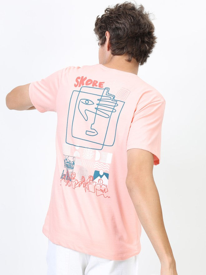 Highlander Men Pink Printed Round Neck Slim Fit T-Shirt - Pink - Image 2