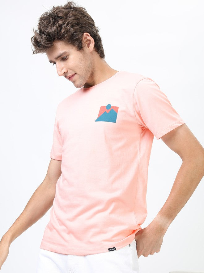 Highlander Men Pink Printed Round Neck Slim Fit T-Shirt - Pink - Image 4