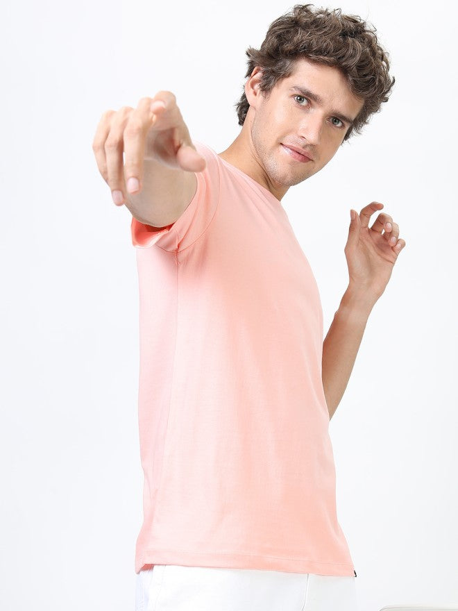 Highlander Men Pink Printed Round Neck Slim Fit T-Shirt - Pink - Image 5