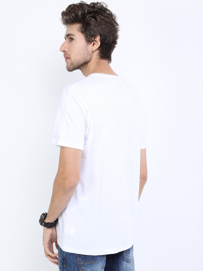 Highlander Men White Printed Round Neck Slim Fit T-Shirt - White - Image 2