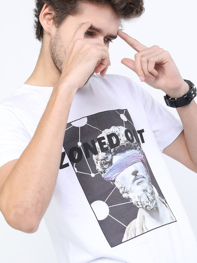 Highlander Men White Printed Round Neck Slim Fit T-Shirt - White - Image 3