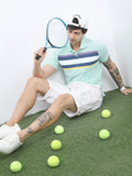 Highlander Men Sea Green Polo Collar Striped Polo Collar T-Shirt - Sea Green - Image 1