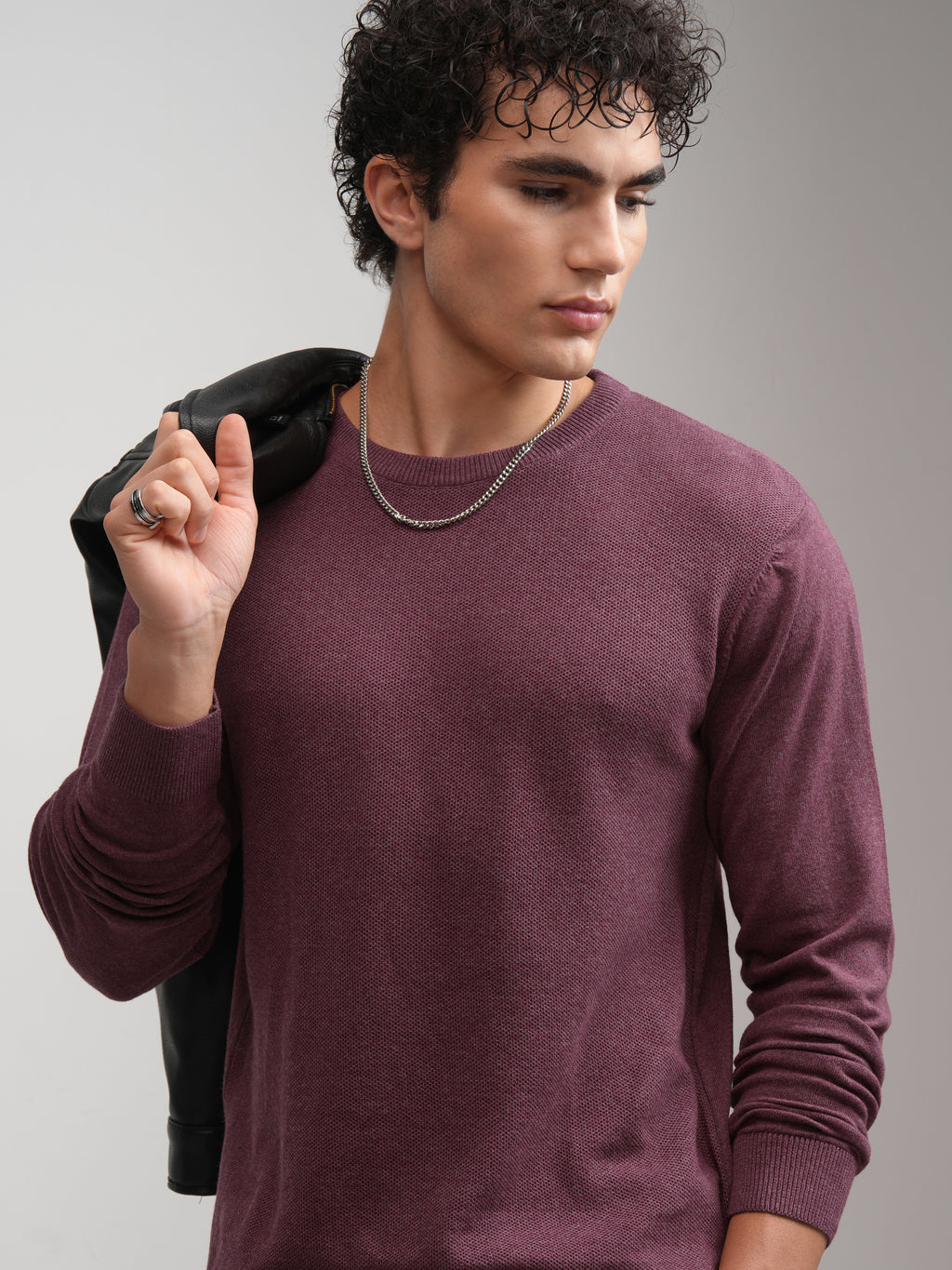 Highlander Men Maroon Solid Round Neck Regular Fit T-Shirt - Maroon - Image 1