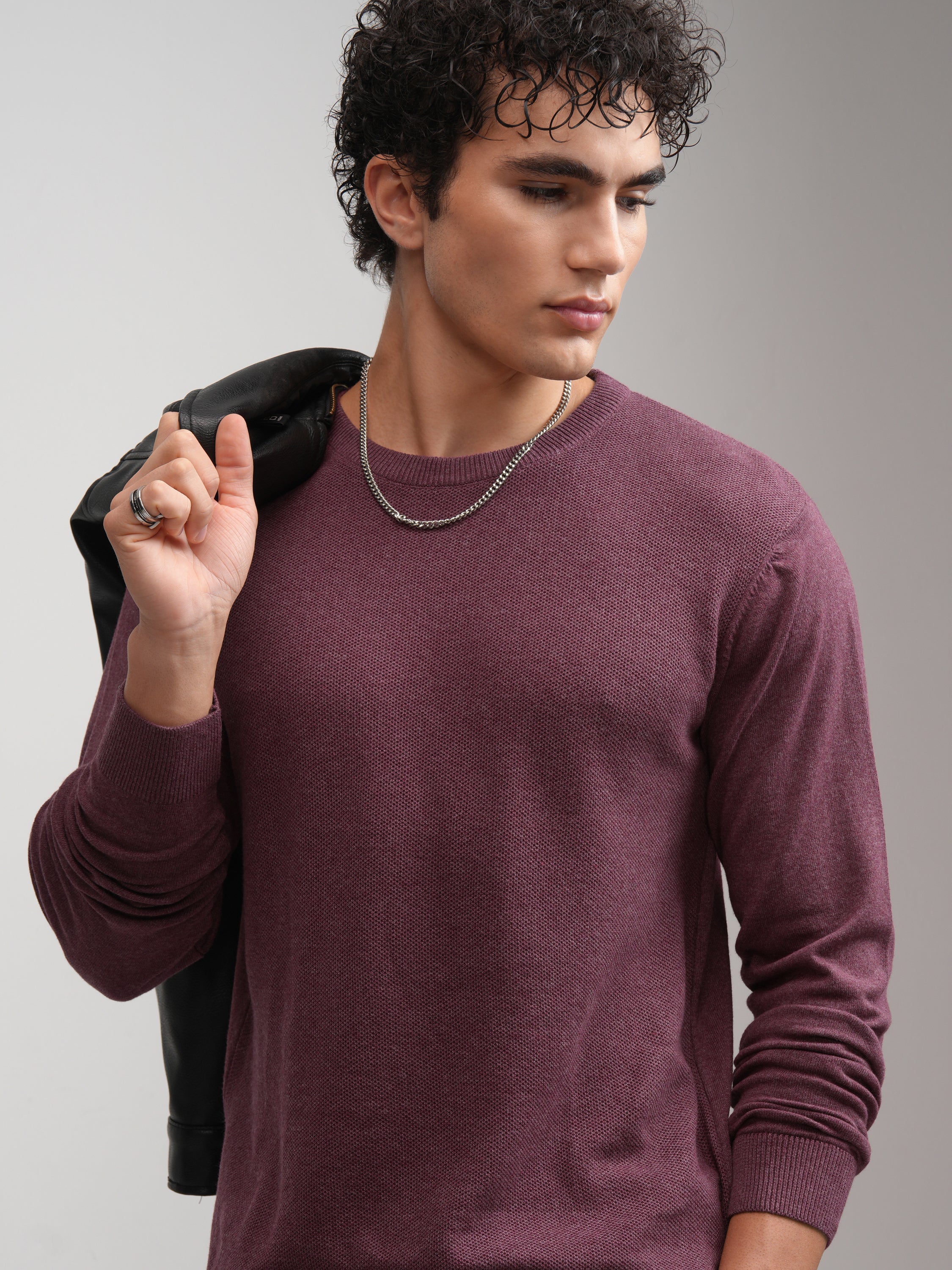 Highlander Men Maroon Solid Round Neck Regular Fit T-Shirt - Maroon - Image 1