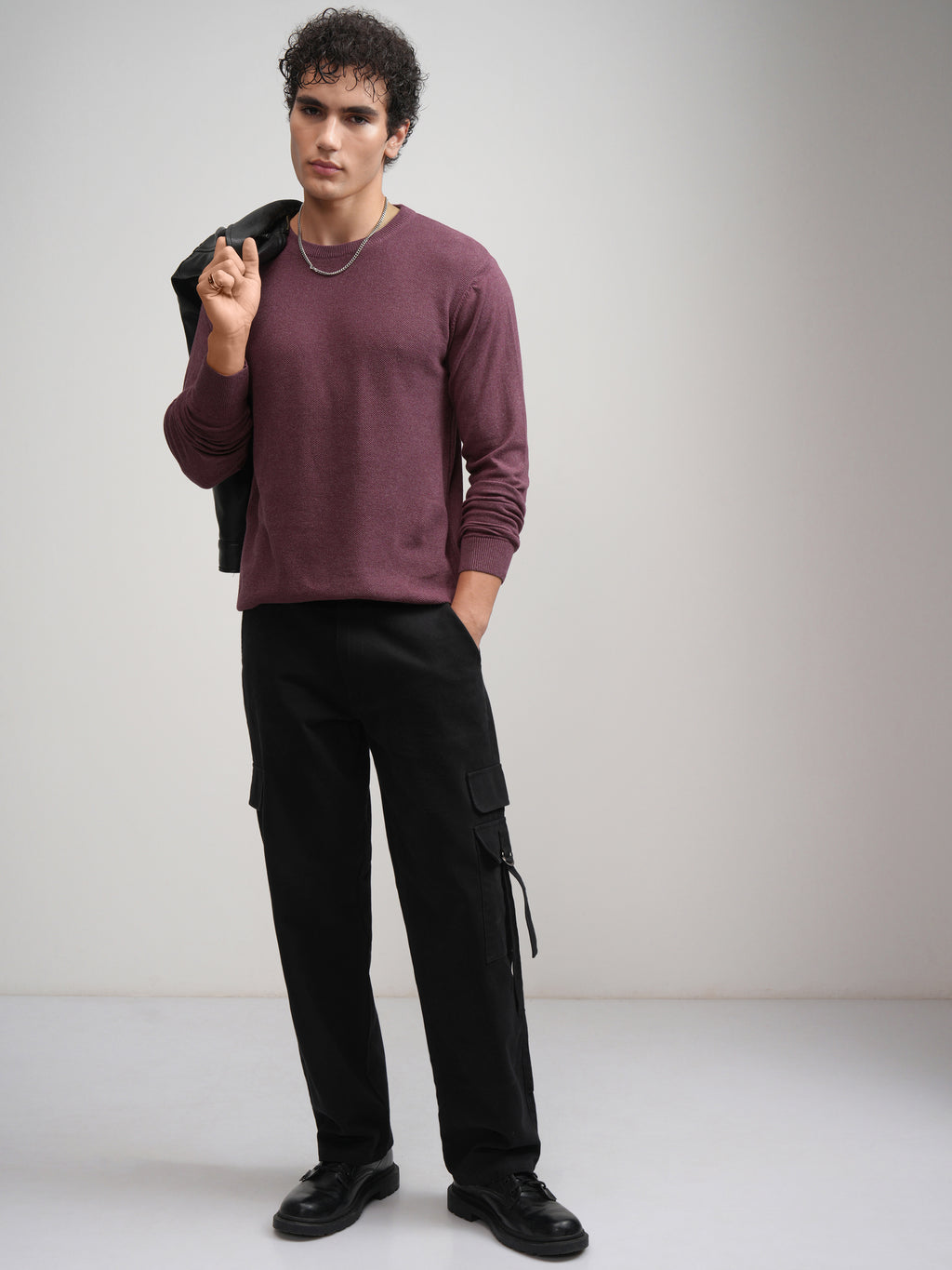 Highlander Men Maroon Solid Round Neck Regular Fit T-Shirt - Maroon - Image 2