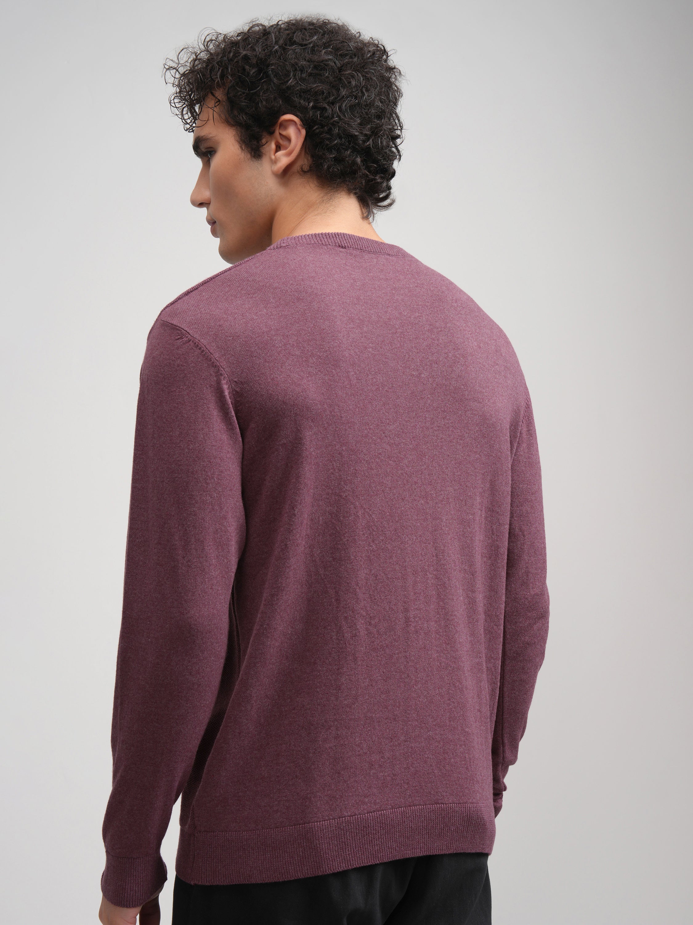 Highlander Men Maroon Solid Round Neck Regular Fit T-Shirt - Maroon - Image 3