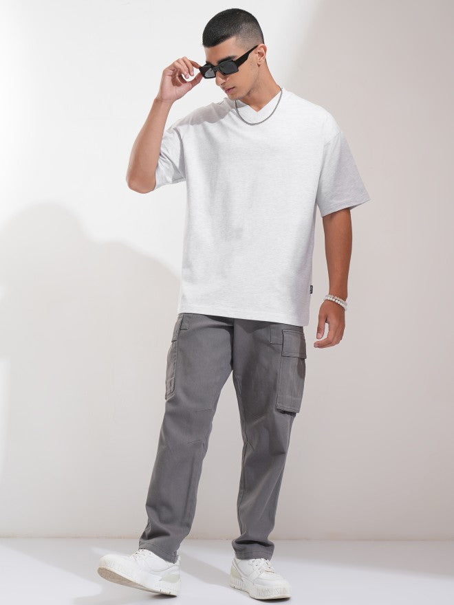 Highlander Men Off White Solid Oversized Fit T-Shirt - Off White - Image 2