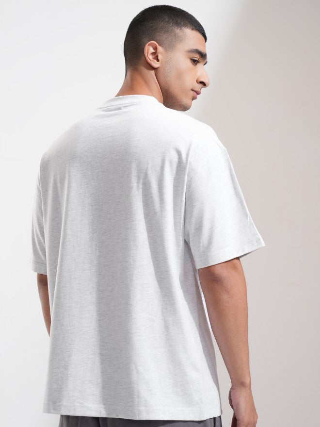 Highlander Men Off White Solid Oversized Fit T-Shirt - Off White - Image 3