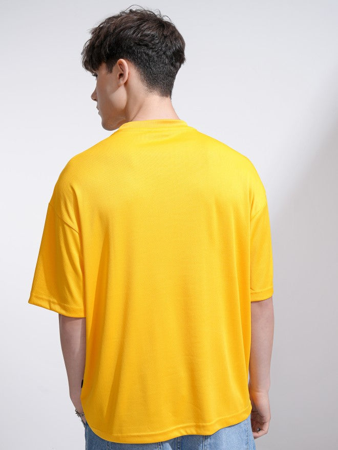 Highlander Men Yellow Printed Round Neck Oversized Fit T-Shirt - Yellow - Image 3