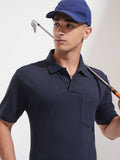 Highlander Men Navy Blue Solid Polo Collar T-Shirt - Navy Blue - Image 1