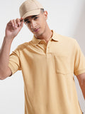 Highlander Men Beige Solid Polo Collar T-Shirt - Beige - Image 1