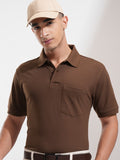 Highlander Men Brown Solid Polo Collar T-Shirt - Brown - Image 1