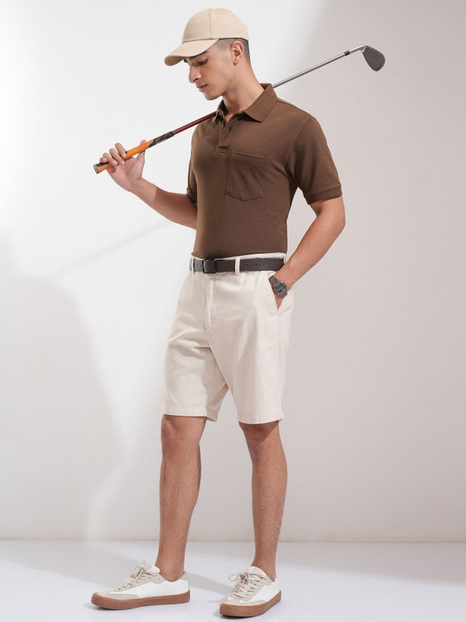 Highlander Men Brown Solid Polo Collar T-Shirt - Brown - Image 2