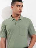 Highlander Men Olive Solid Polo Collar T-Shirt - Olive - Image 1