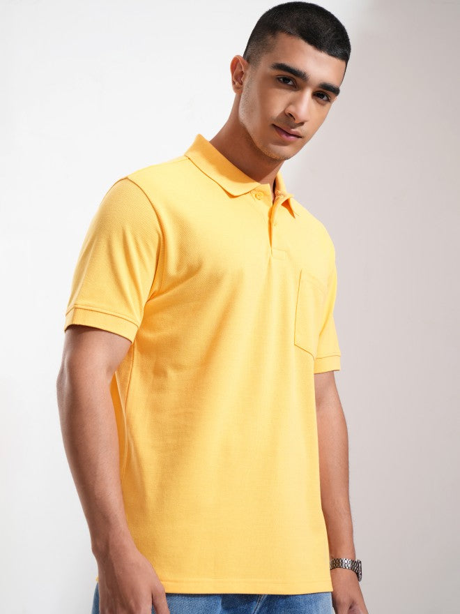 Highlander Men Yellow Solid Polo Collar T-Shirt - Yellow - Image 6