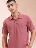 Highlander Men Rust Solid Polo Collar T-Shirt - Rust - Image 1