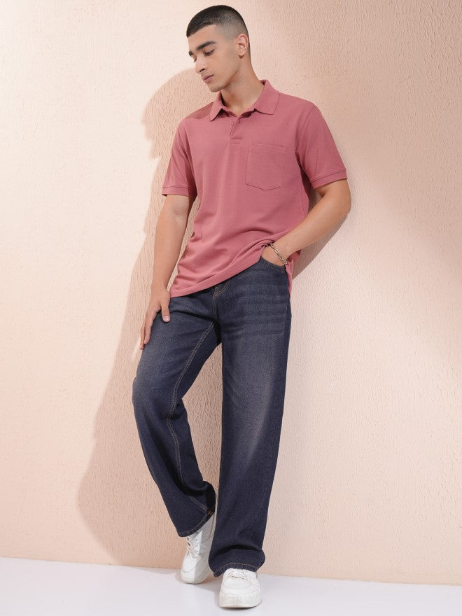 Highlander Men Rust Solid Polo Collar T-Shirt - Rust - Image 2