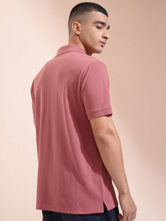 Highlander Men Rust Solid Polo Collar T-Shirt - Rust - Image 3