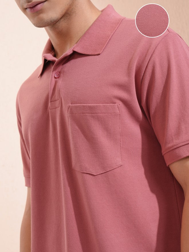 Highlander Men Rust Solid Polo Collar T-Shirt - Rust - Image 5