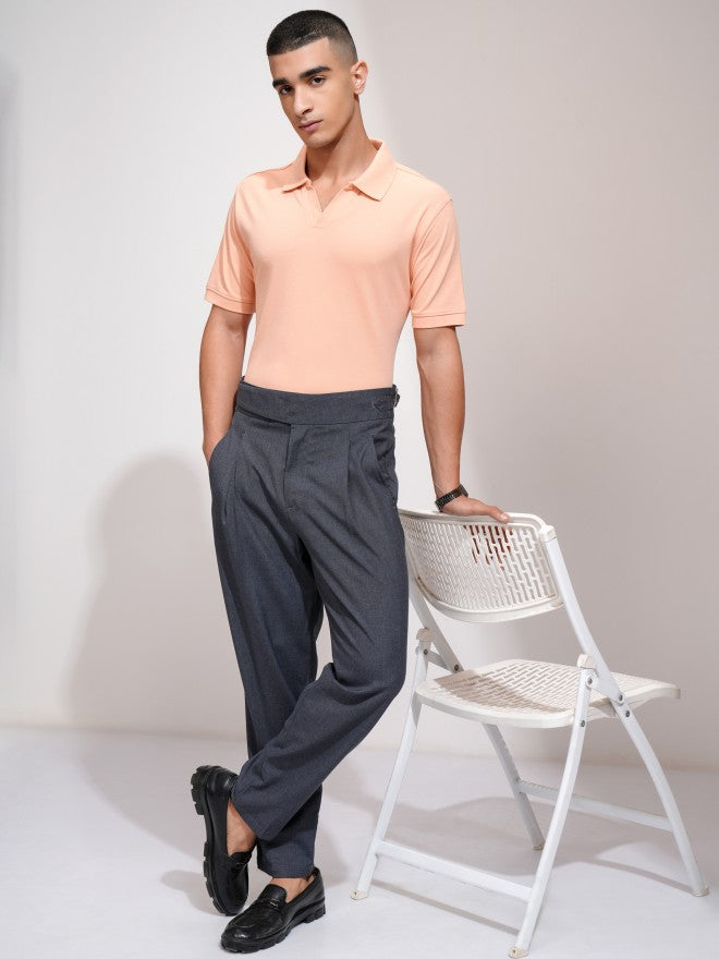 Highlander Men Coral Solid Polo Collar T-Shirt - Coral - Image 2