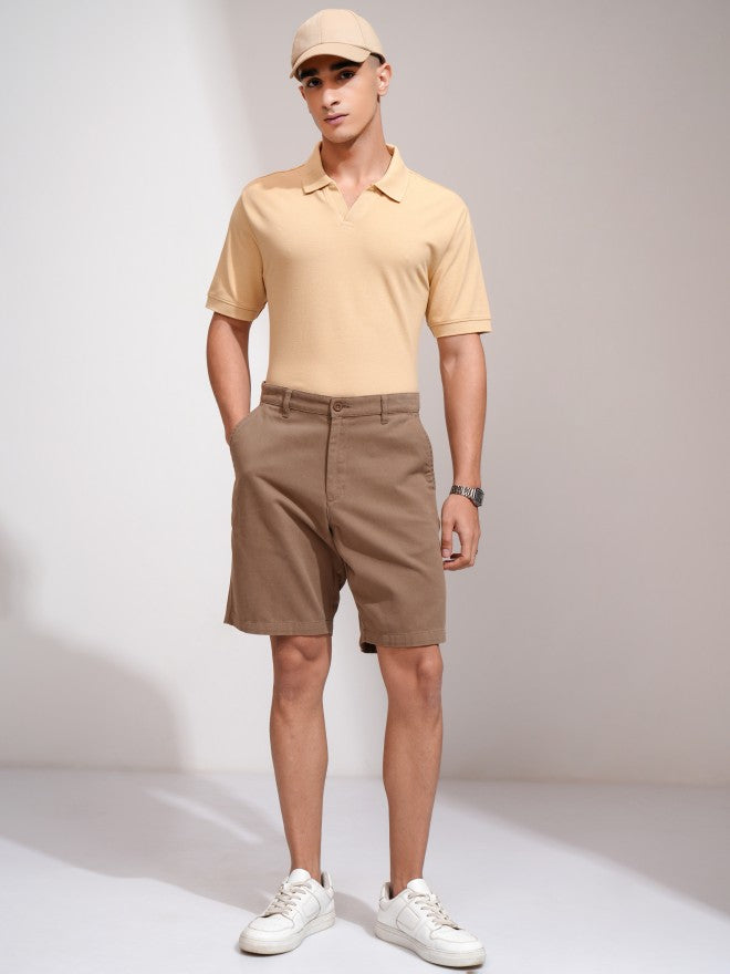 Highlander Men Beige Solid Polo Collar T-Shirt - Beige - Image 2