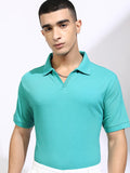Highlander Men Sea Green Solid Polo Collar T-Shirt - Green - Image 1