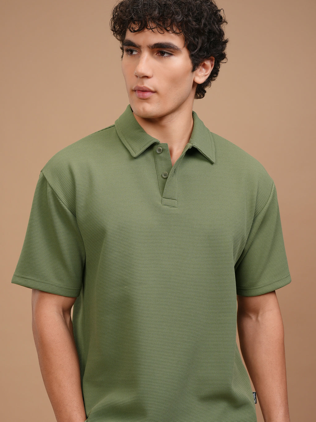 Highlander Men Olive Solid Polo Collar T-Shirt - Olive - Image 1