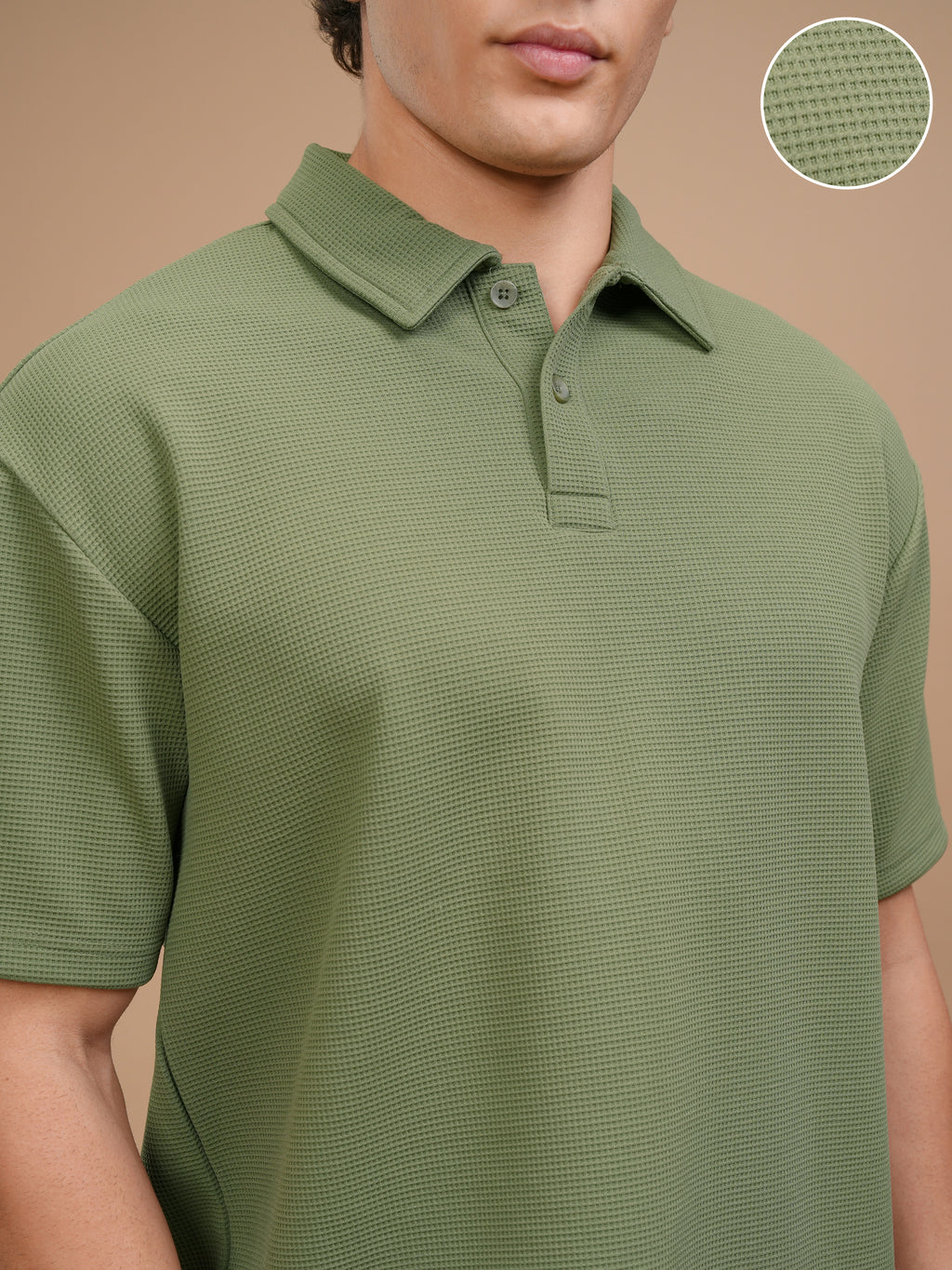 Highlander Men Olive Solid Polo Collar T-Shirt - Olive - Image 5