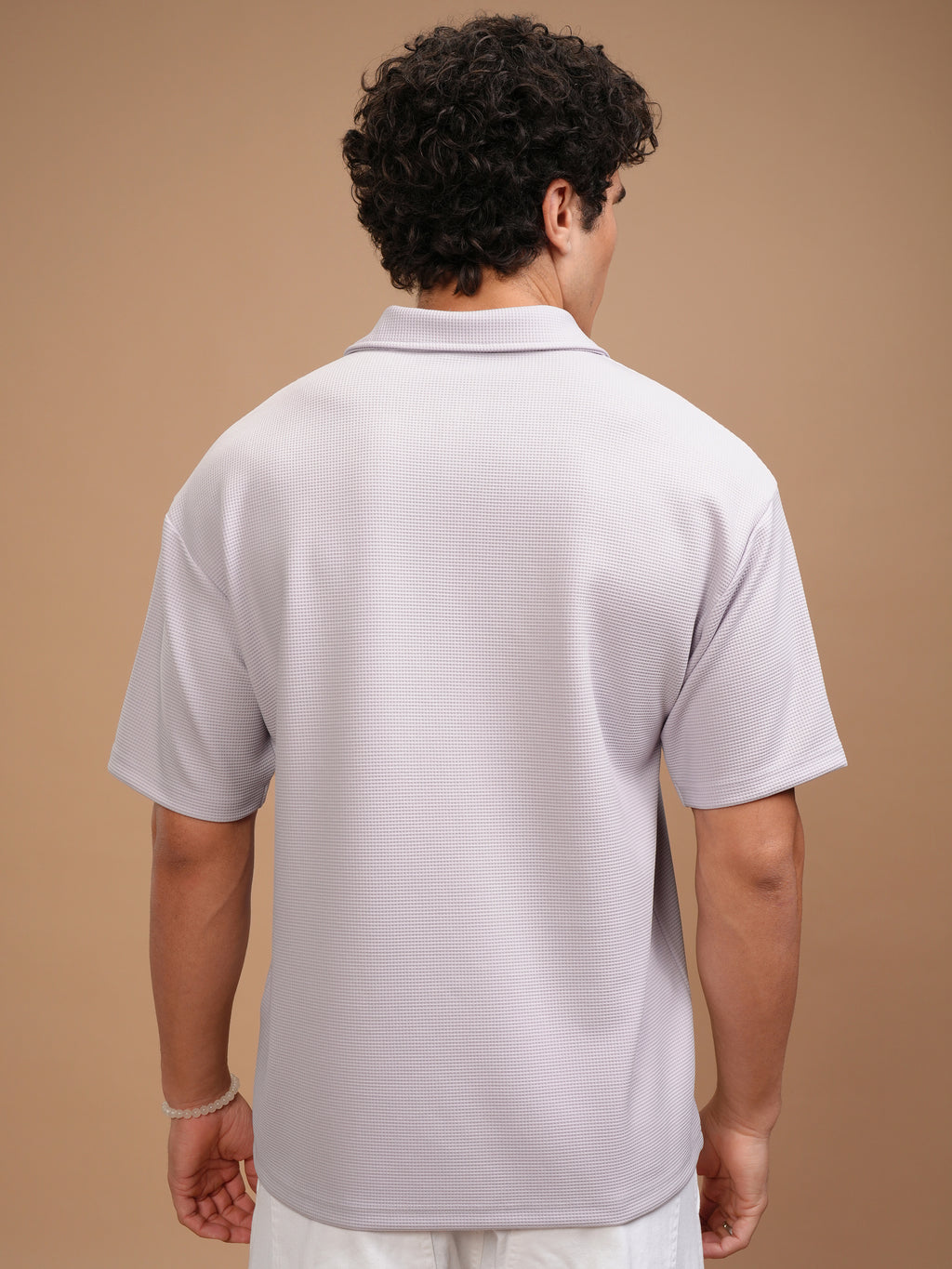 Highlander Men Mauve Self Design Polo Collar T-Shirt - Mauve - Image 3