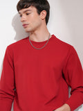 Highlander Men Maroon Self Design Round Neck Relaxed Fit T-Shirt - Maroon - Image 1