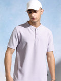 Highlander Men Mauve Henley Neck Self Design Relaxed Fit T-Shirt - Mauve - Image 1