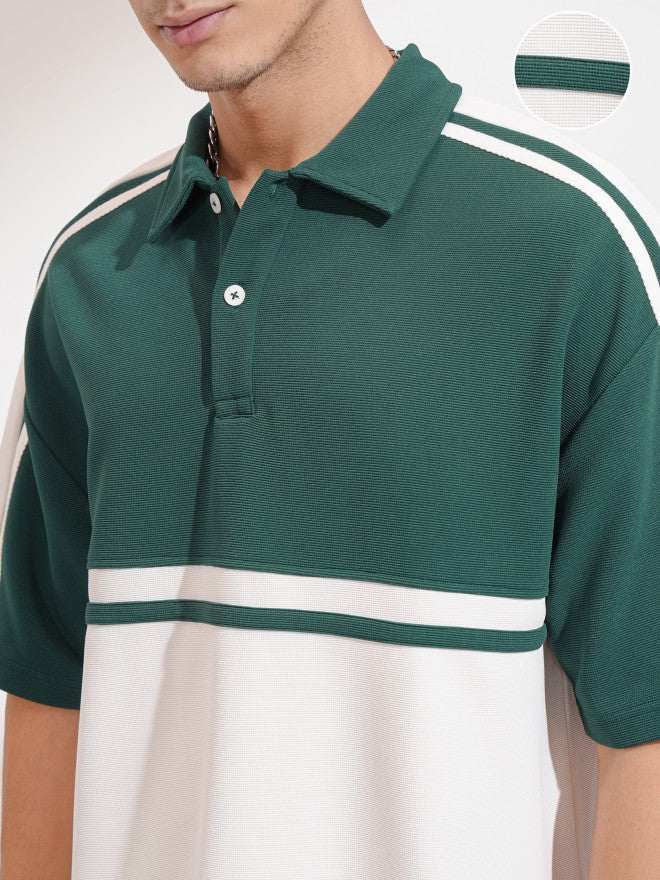 Highlander Men Teal Colourblocked Polo Collar T-Shirt - Teal - Image 5