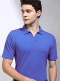 Highlander Men Blue Solid Polo Collar T-Shirt - Blue - Image 1