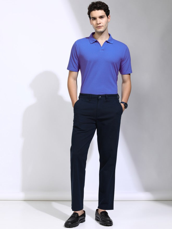 Highlander Men Blue Solid Polo Collar T-Shirt - Blue - Image 2