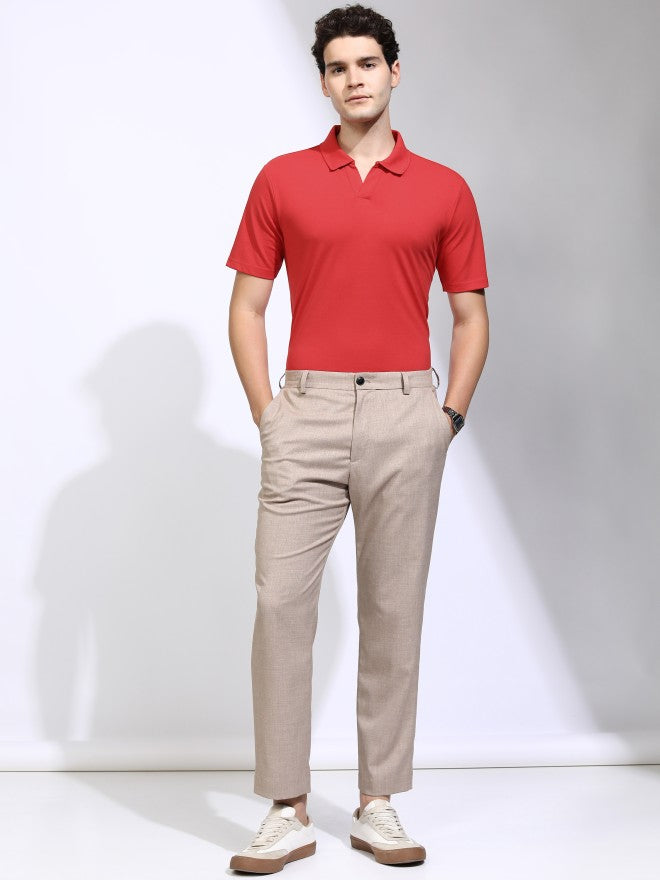 Highlander Men Red Solid Polo Collar T-Shirt - Red - Image 2