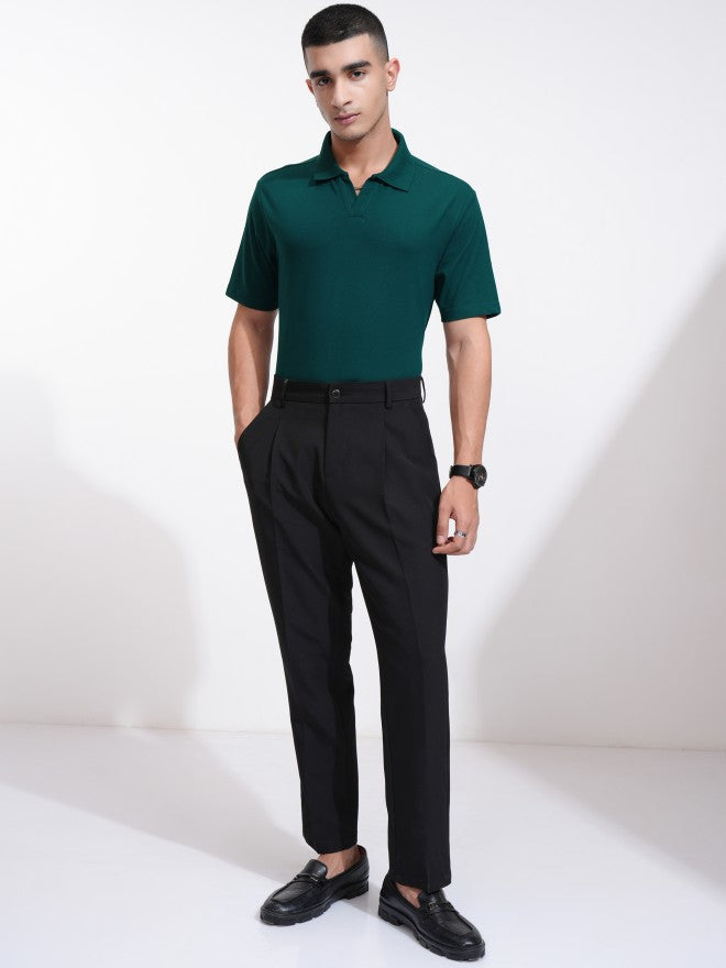 Highlander Men Teal Solid Polo Collar T-Shirt - Teal - Image 2