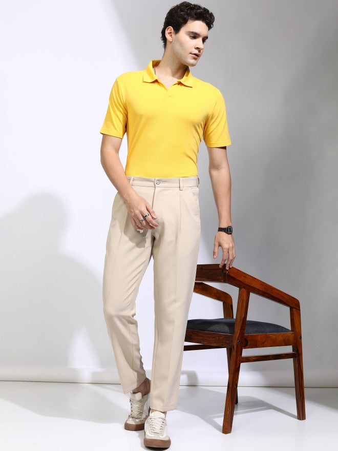 Highlander Men Yellow Solid Polo Collar T-Shirt - Yellow - Image 2