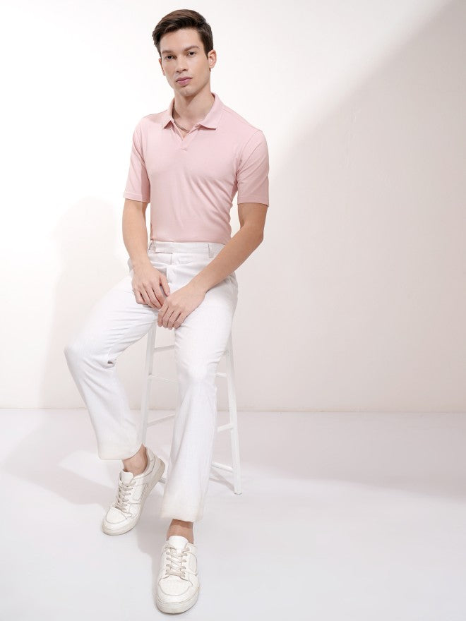 Highlander Men Pink Solid Polo Collar T-Shirt - Pink - Image 2
