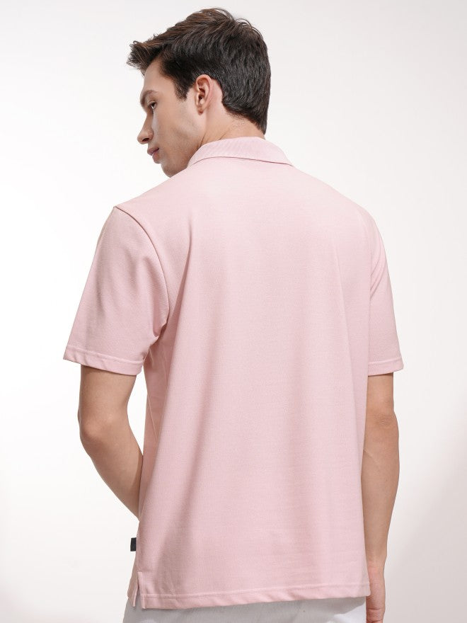 Highlander Men Pink Solid Polo Collar T-Shirt - Pink - Image 3