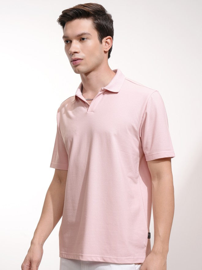 Highlander Men Pink Solid Polo Collar T-Shirt - Pink - Image 4