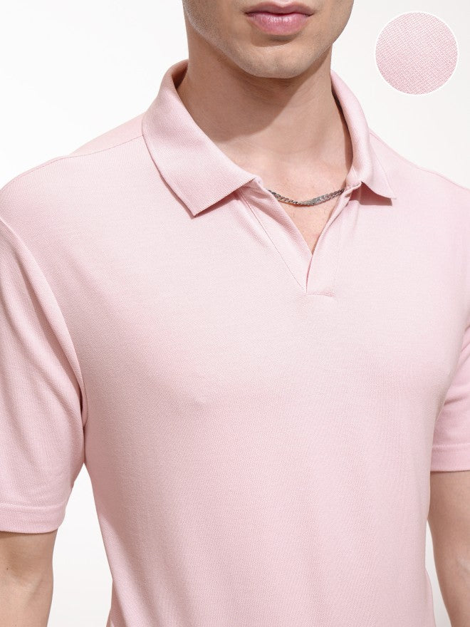 Highlander Men Pink Solid Polo Collar T-Shirt - Pink - Image 5