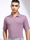 Highlander Men Mauve Solid Polo Collar T-Shirt - Mauve - Image 1