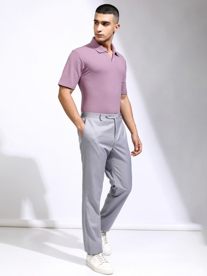 Highlander Men Mauve Solid Polo Collar T-Shirt - Mauve - Image 2